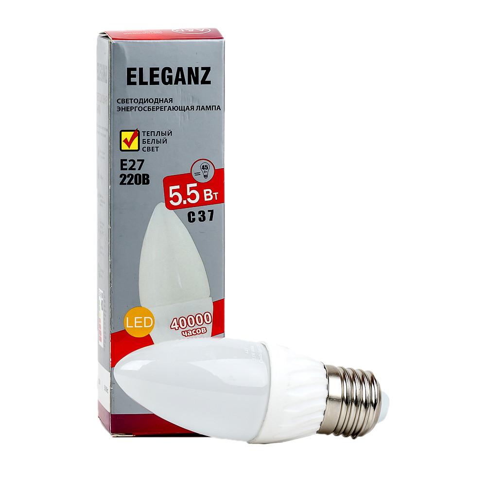Светодиодная лампа E27 5.5Вт свеча Eleganz